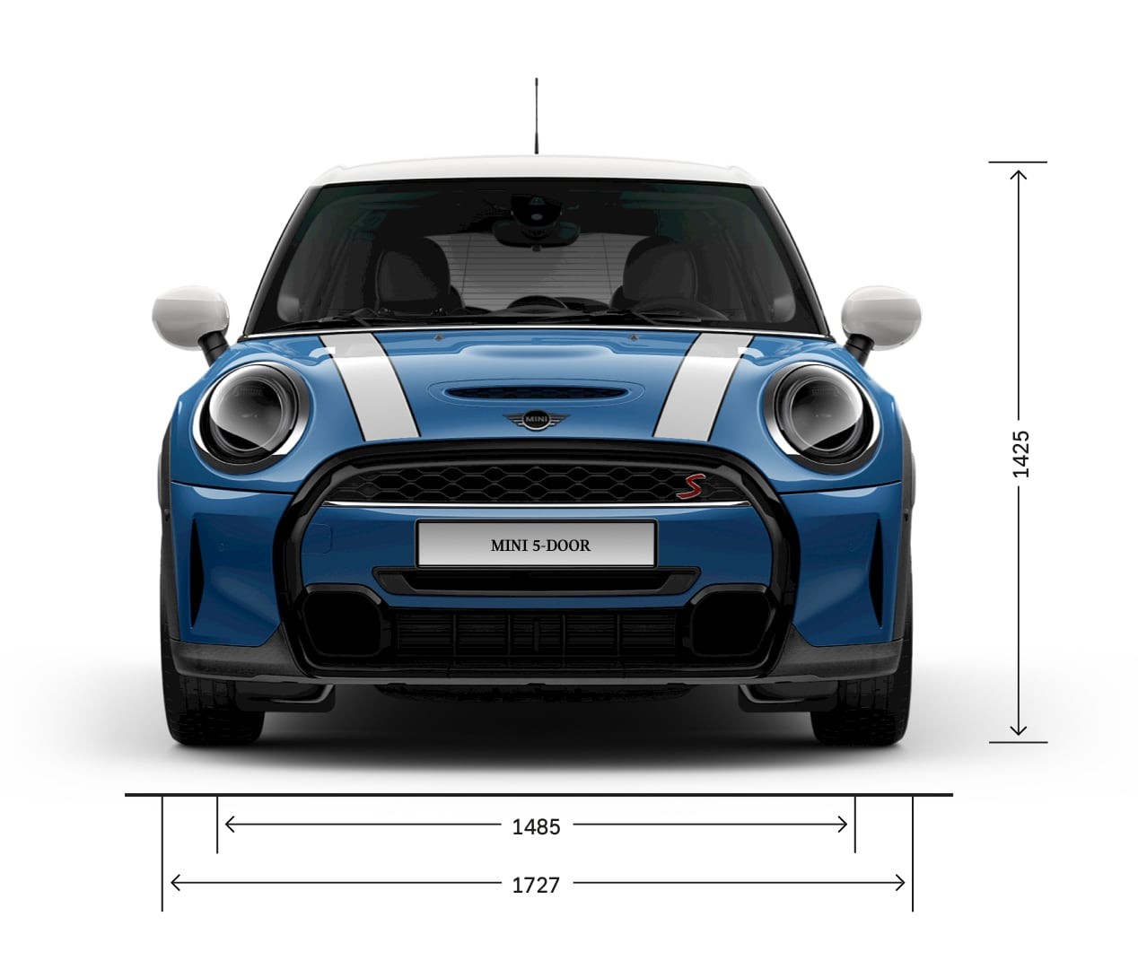 MINI 5 דלתות Hatch - מבט קדמי - מידות